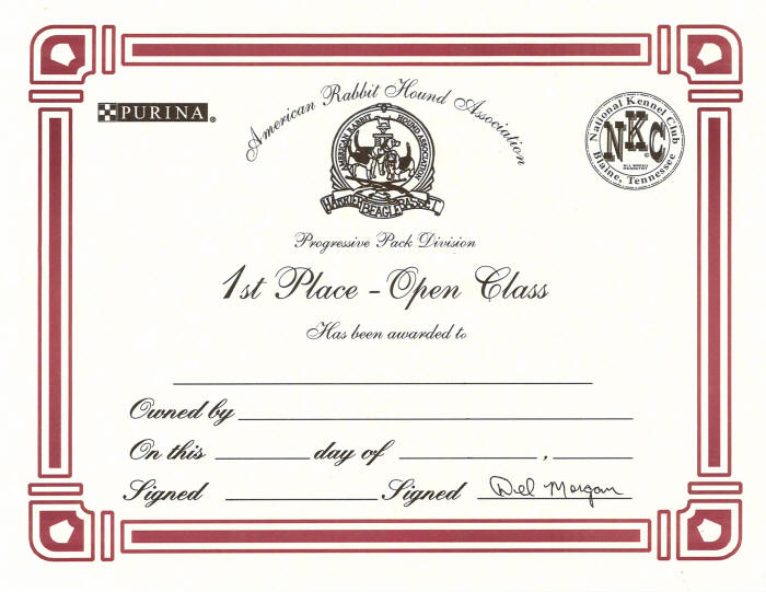 ARHA Hunt Certificate